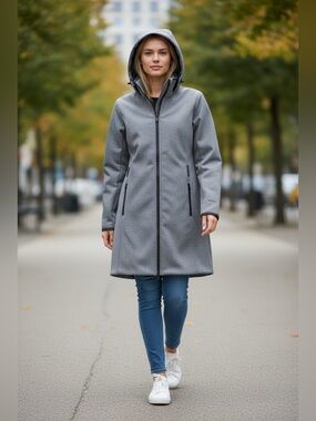 The North Face Women’s Wind Wall Jacket Coat Long Gray Missing Belt Sz L